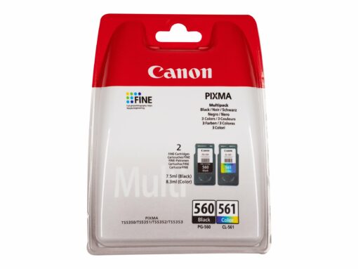 canon pg 560 cl 561 multipack sort farve cyan magenta gul 180 sider