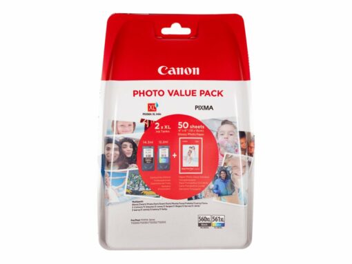 canon pg 560xl cl 561xl photo value pack sort farve cyan magenta gul 100