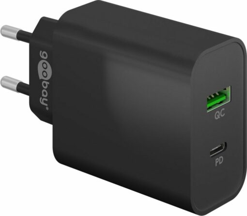 goobay pd dual usb c usb a hurtigoplader 45w sort