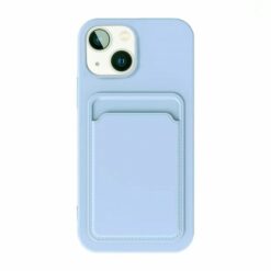 iPhone 15 Mobilskal Silikon med Korthållare - Lila