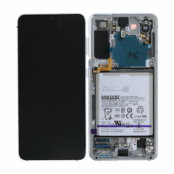 Samsung Galaxy S21 5G (SM G991B) Skärm/Display Original + Batteri Original Vit