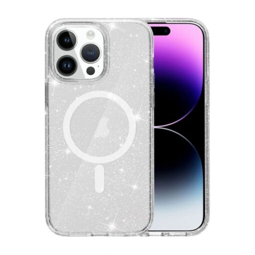 iPhone 15 Pro Mobilskal Stöttåligt med Glitter - Transparent