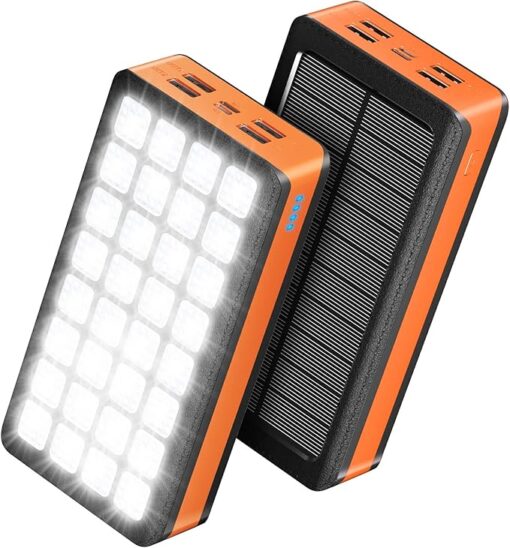 Solar Power Bank 26,800 mAh External Battery, Quick Charge and 32 LED Lamps, Power Bank, Solar Charger