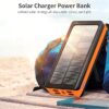 Solar Power Bank 26,800 mAh External Battery, Quick Charge and 32 LED Lamps, Power Bank, Solar Charger