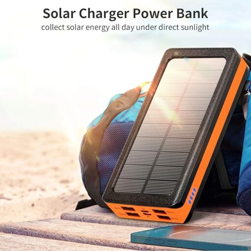 Solar Power Bank 26,800 mAh External Battery, Quick Charge and 32 LED Lamps, Power Bank, Solar Charger