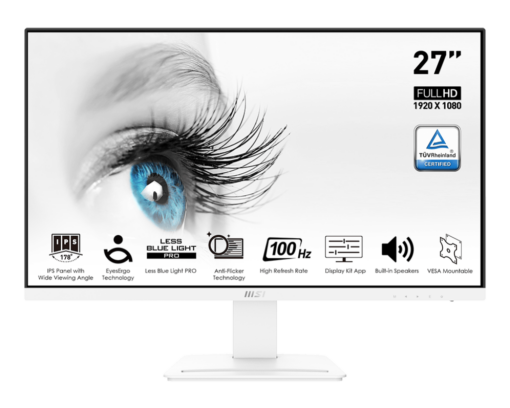 MSI PRO MP273AWDE 27" 1920 x 1080 (Full HD) VGA (HD-15) VGA HDMI DisplayPort 100Hz hvid