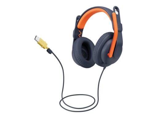 Logitech Zone Learn Wired Over-Ear Headset for Learners, USB-C Kabling Hovedtelefoner Sort Orange