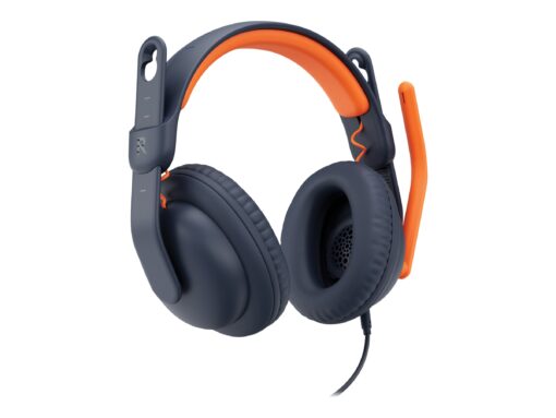 Logitech Zone Learn Wired Over-Ear Headset for Learners, USB-C Kabling Hovedtelefoner Sort Orange