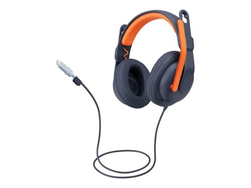 Logitech Zone Learn Wired Over-Ear Headset for Learners, USB-C Kabling Hovedtelefoner Sort Orange