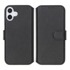 RV Genuine leather Wallet Case iPhone 16 Black