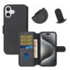 RV Genuine leather Wallet Case iPhone 16 Black