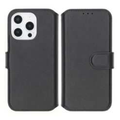 RV Genuine leather Wallet Case iPhone 16 Pro Black