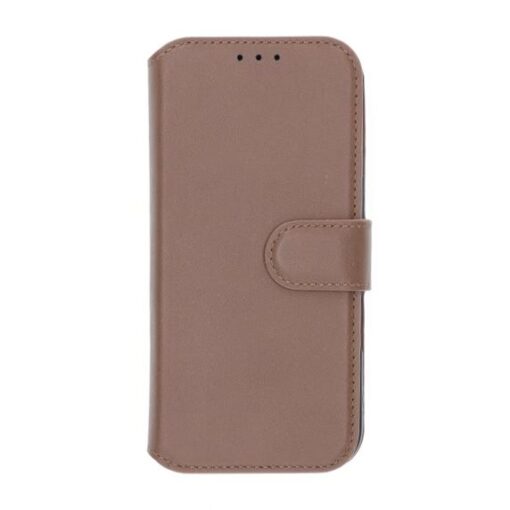 RV Genuine leather Wallet Case iPhone 16 Pro Brown