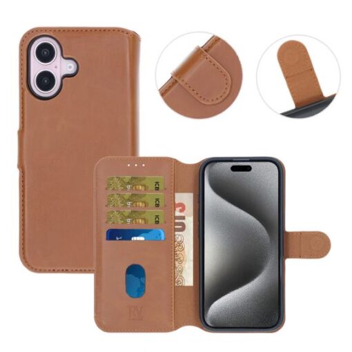 RV Magnetic Wallet Case iPhone 16 Brown