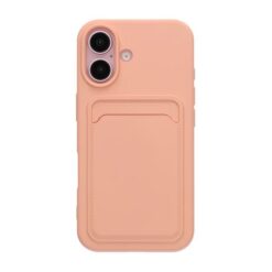 Silicone Case with Card Holder iPhone 16 - Pink