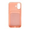 Silicone Case with Card Holder iPhone 16 - Pink