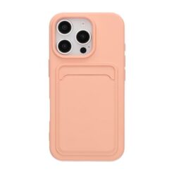 Silicone Case with Card Holder iPhone 16 Pro- Pink