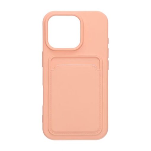 Silicone Case with Card Holder iPhone 16 Pro- Pink