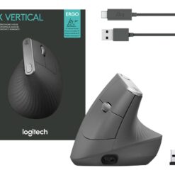 Logitech MX Vertical Optisk Trådløs Kabling Sort